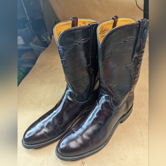 Lucchese Classics "Seville "boots men's size 8.5D black cherry goat leather West - Picture 3 of 12